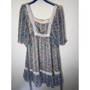 western boho Dress Empire Waist Crochet Country 3 Hippie babydoll stretchy